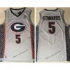 Zszyte NCAA Georgia Bulldogs Anthony 5 Edwards Basketball Jerseys College #5 Czerwony biały szary koszulki Mężczyźni S-2xl