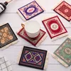 Persian Mini Woven Rug Mat Mousepad Retro Style Carpet Pattern Cup laptop PC Mouse Pad with Fring Home Office Table Decor Craft 240508