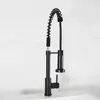 Bathroom Sink Faucets Elmont Single-Handle Spring Neck Pull Down Sprayer Kitchen Faucet Matte Black