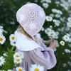 Caps chapeaux crochus en laine tricotée bébé fille chapeau de soleil printemps / été princesse bébé chapeau dentelle de dentelle fait à la main