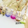 Hanging Ornament Colourful Glass Bottle Perfume Essential Oils Diffuser Car Hang Rope Pendant Empty Packing Bottles 8ML s