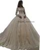 2023 Prenses Beyaz Gelinlik Dantel Aplikes Vintage Şeffaf Uzun Kollu Gelin Elbise Balo Elbise Combe Mariage Elbiseler Zarif Yaz Plajı Boho Gelin Elbise