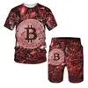 Suits-survêtement masculins Bitcoin Pattern T-shirt Men 3D Print Men Men Sething SetS Men Fashion Tshirt surdimension
