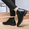 Men Perforated Detail Lace-up Front Boots Business Office Dress Shoes