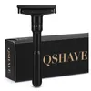 Qshave Luxe zwart verstelbaar veiligheidsscheermes kan de naam op de klassieke stand veiligheidsscheermeren scheren 5 Gift Blades 240509 scheren 240509