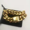 Luxury Miami Curb Chain Cuban Women Bracelets Dragon Casting Clasp Blangle Bangle Hip Hop Trendy 18K Gold Gold Men Gioielli 240507