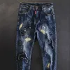 Jeans maschile maschili pantaloni tagliati dritti moto