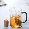 Tube de passoire en verre infuseur réutilisable avec un bois de boisson de liège lâche thé, diffuseurs de thé filtre pour tasse plus raide