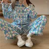 Abbigliamento da donna runxiangcheng autunno/inverno boccia addensati in stile normale stella che guarda luna flanella set di pigiama in flanella