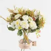 Decoratieve bloemen kransen Silk Peonies Bouquet Artificial Flowers Kerstdecoraties voor Home Indoor Fake Flowers Foto Props Geschenk Rose Bouquet Wedding