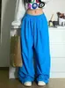 Pantalon féminin Capris Houzhou Y2K Hippie Blue Baggy Papte de survêtement Femmes Kpop Strtwear Oversize Jogging Track Sports Pantal