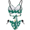 Kvinnors badkläder sexig lila daisy bikinis set violet blommor bikini baddräkt skjuter upp högklippta badsurf kvinnor 2 bit feminin