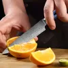 Couteau utilitaire de cuisine 5 pouces damas acier complet Tang Paring Couteau Cuisine Cuisine Couteau Couper épluchage Céliquer les légumes de fruits