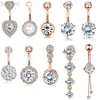 Anéis do umbigo 14g duplo redondo cúbico zirconia oreille 4 cristal czs bell rings 316l aço cirúrgico piercing jóias corporais d240509