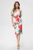 Dames runway -ontwerper Tweede stuk jurk Slash halslijn korte mouwen blouse met bedrukte bloemen koker rok twinsets