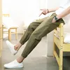 Herenbroek lente Japanse retro twill geweven casual recht katoen gewassen elastische taille drawstring losse broek