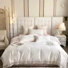 Sängkläder sätter romantiska franska spetsar broderade bröllopssängkläder 1200tc egyptisk bomull mjuk ner täcken täcker sängkläder j240507