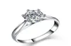 1CT New Women Classic Luxury Jewelry 925 Sterling Silver Round Cut Solitaire CZ Diamond Gemstones女性結婚式のプロングバンドリングGI1481197