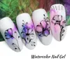 12pcs Blooming Marble Watercolor Nails Gel Polish Ink Spring Flowers Design Smudge Effect Soak Off Manicure Hybrid Varnish JI895 240509