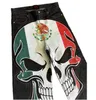 Pantalon féminin Capris Hip Hop Gothic Prited Jeans Mens and Womens Trendy Pantalon de jambe large Skull Versatile High Waited Q240508