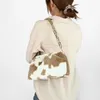 Umhängetaschen Modes Tiermuster Kette Tasche Totes Retro Frauen Plüsch Straßenhandbags Herbst Cloud plissiert