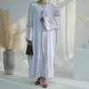 Etniska kläder muslim set eid ramadan öppen abaya kvinnor kimono inre maxi klänning hijab set 3 stycken kalkon kaftan arab lång mantel jalabiya