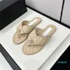 2024 ontwerpers sandalen vrouwen slippers metaalgesplantige strandschoenen echte lederen loafers mode klassieke bloemenbrocade glijbanen flats rubber warmte