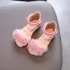 Girls Sandals Lace Pearl Zipper Sweet Luxury Summer Children Sliders Open Toe 21-36 Toddler Fashion Soft Dance Kids Sliders 240508