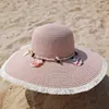 Beretti Shell all'ingrosso floppy floppy da sole da sole donna protezione UV grande panama bulk sombrero largo brim paglia cappello fedora cappello da spiaggia cappello