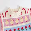 Définit un pull pour enfants pour fille en tricot tricoté automne Nouvelle saison ronde couche rayure douce sweet motif sans manches Q240508