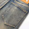 Men's Jeans New Autumn 2023 Street Trend Color Matching Multi Pocket Tear Mid Waist Ultra Thin Elastic Pencil Pants Q240509