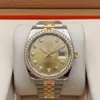 36 Altın Şampanya Dial Diamond Watch 116243 Paslanmaz Çelik 18K Saf Altın Fabrikası Otomatik Erkek Saatler 3211