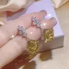 Geel gecreëerde citrien sieraden set drop oorr ketting ring voor vrouwen verzilverde mode feestaccessoire 240425
