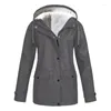 Damenjacken Outdoor Jacke winddichte wasserdichte Bergsteigerin gebundene Taille mit Kapuze für Frauen Herbst und Winter Fleece warm