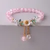 Bröllopsarmband koreanska färgglada kristallpärlade armband för kvinnor Bohemian Shell Daisy Flower Pendant Elastic Armband Party Wedding Jewelry