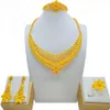 India Nigeria Bride Necklace Bracelet Earring Ring Four piece Jewelry Set