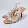 Traf sommer rseestone slingback pumps Frauen hohe heelte sandalen lady elegant specy toe weibliche sexy hohe heels Frau schuh 240428