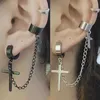 Dangle Kronleuchter Punk Cross Quasten Ohrringe Frauen integrierte Clip -Sten