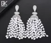 Godki Luxury Imitation Pearls Pildels Long Boucles d'oreilles enracinement pour femmes Mariage Cubic Zircon Dubai Bridal Silver Drop Orees Brings 2018 J3742081