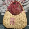 Summer Cute Beach Straw Bali semester Handgjorda resor Purses Luxury Rattan Basket Totes Bag Woman Designer Pine Cone Wicker Woven Handväskor Kvinnor 2417