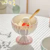 PEALESCENT Geleidelijke kleur keramische ijs beker licht luxe hoog fruitsalade dessert kom Europese eenvoudige yoghurtbekers lepel set 240508