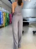 Calças de duas peças femininas conjuntos de roupas femininas em moda mangas roupas de fatos mangas roupas de perna larga de cintura larga para mulheres 2024