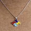 Colliers de pendentif 4 pièces multicolores émail autistique conscience de puzzle Collier Coll Ami déclaration # 277007