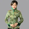 Femmes 039s Vestes entièrement vert clair de style chinois traditionnel Femmes039s veste veste fleurs Mujeres Chaqueta Siz2394173