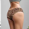 Women's Panties BZEL 3PCS/Set Fashion Leopard Bikini Sexy Thongs Seamless Underwear Silk Satin Lingerie Sports Fitness G-Strings