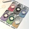 SPARKLING Pink Shield Ständer geeignet für iPhone 15 Elektropliertes Magnetphone Hülle iPhone 14 Promax -Objektiv Film 13