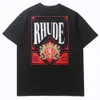 Mens Fashion Brand American Yee Casual RHUDE Royal Print Round Neck Short Sleeve T-shirt Luxury Hip Hop Streetwear Tshirts