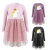 Robe fille giltterring star kids robe for girls mignon cheval motif de cheval princesse à manches longues