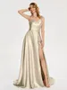 Festklänningar 2024 sexig aftonklänning elegant spaghetti rem satin lång a-line hög slits enkel prom klänning kvinnor maxi vestidos gala