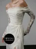 Дизайнер Bateau с длинными рукавшими кружевными легкими свадебными платья невесты роскошные и необычайные стиль на открытом воздухе белое платье